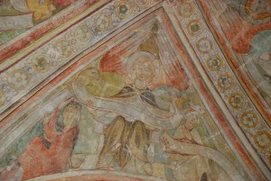 The church ceiling, in the ancient tower