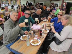 Yum and Prosit! Sausages, kraut and beer riverside in Regensburg