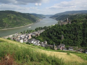 Bacharach on the Rhein River in Germany. Many emigrants used the Rhein as a waterway to leave their homes in Germany behind.