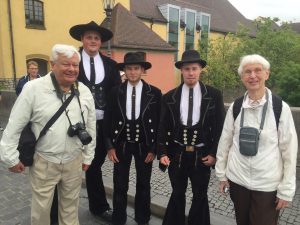 Within an hour or so after landing Art and Carol were meeting authentic German "Zimmerleute" on their way around Europe on their two-year trek. This is an ancient tradition and special to see! 